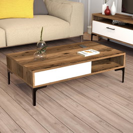 Hanah Home Istanbul Mesa de Centro Nogal y Blanco